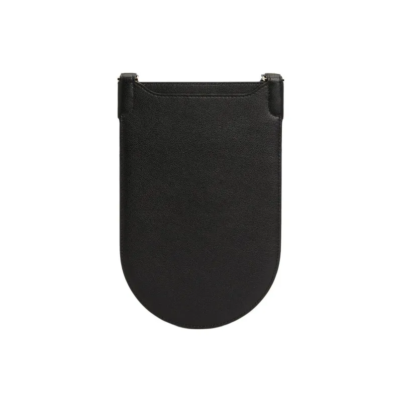 Delvau Pin Cow Leather Cell Phone Pouch, Shoulder Bag, Crossbody Bag Men's Black-2