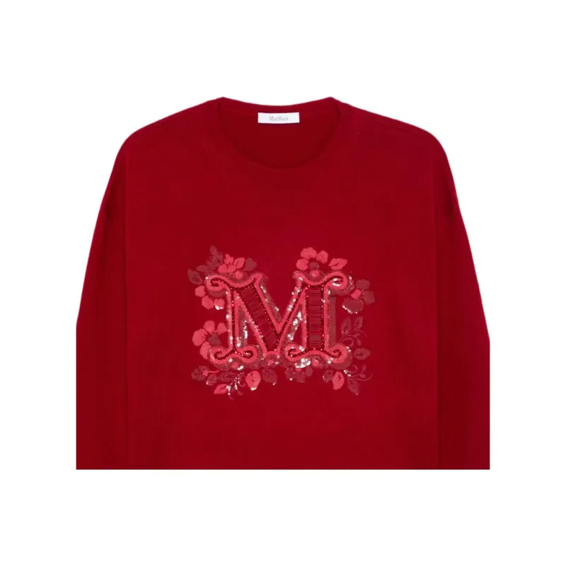 MaxMara Logo Embellished Crewneck Jumper-3