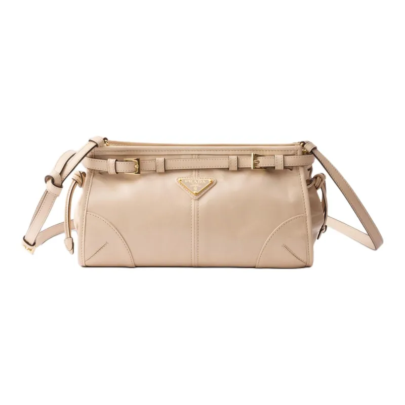 PRADA Calfskin Crossbody Bag, Shoulder Bag Trumpets Women's Limestone-0
