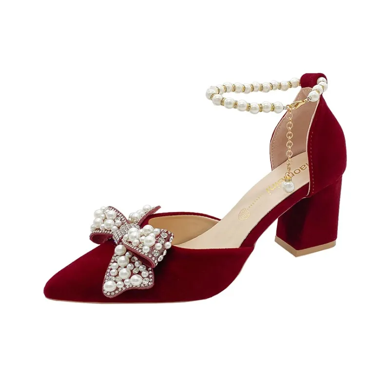 Alxnan Chunky Heel High Heels Women's-6