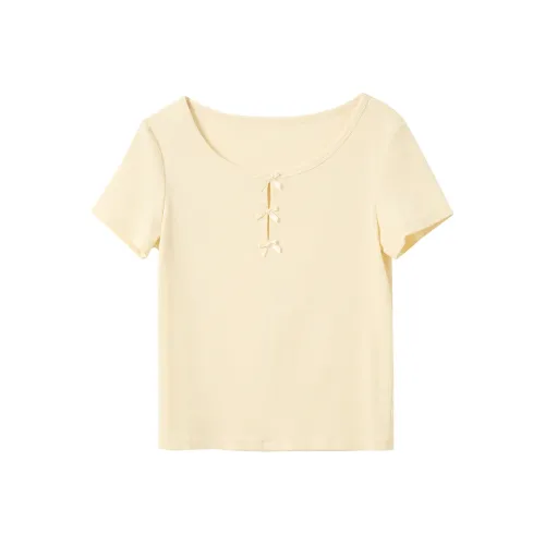 3COLOUR T Shirts Women's Yellow Cream