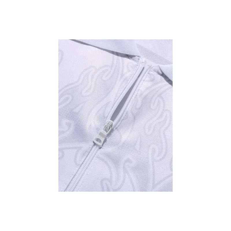 Bape Flame Pattern Overall Print Half Zip Relax Fit Polo Shirt-5