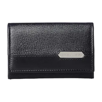 BVLGARI Leather Coin Purse Men's Black