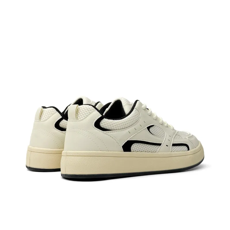 Mengsai Cushioning, Wear Resistant Low Top Skateboard Shoes Men's Beige Black-5