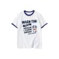 White with Navy Blue Edge