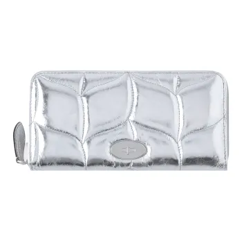 Mulberry Cow Leather Wallet Women's Silver