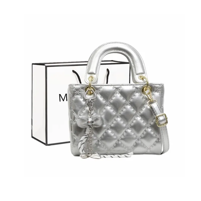 Fitchell PU Lady Dior Crossbody Handbag Women's Blue/Silver/Black/Ecru/Pink/Burgundy-7