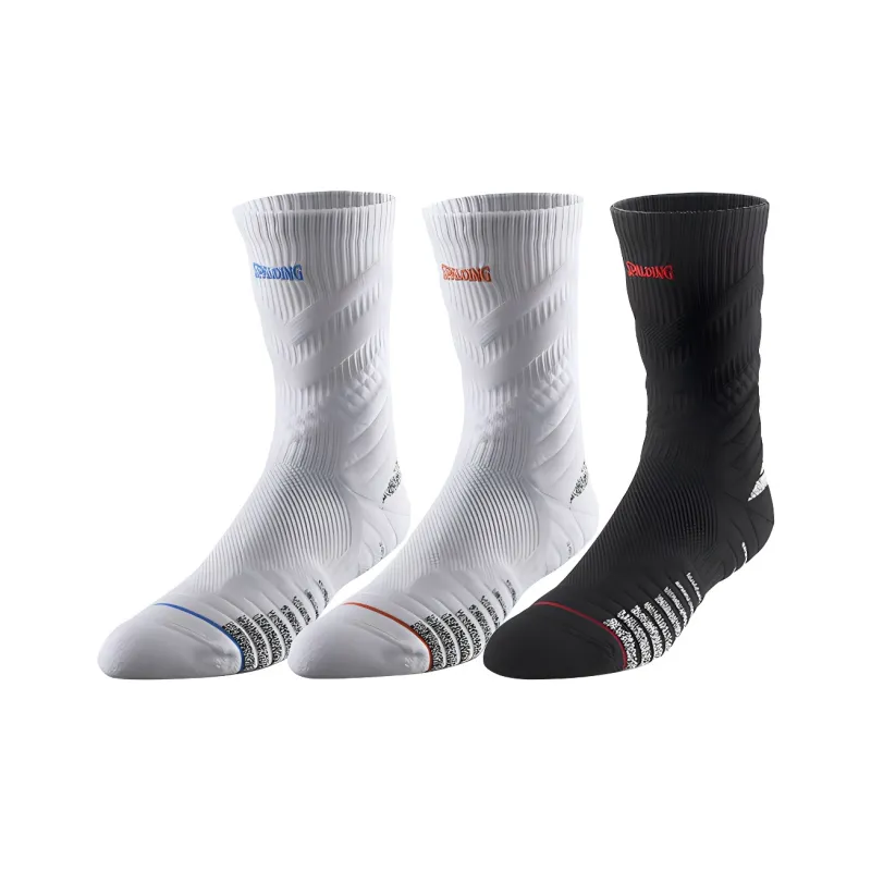 SPALDING Professional Basketball Socks Trendy Versatile Warm Elite Socks Comprehensive Training Unisex 3 Pack-7