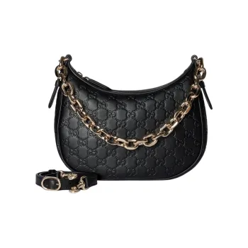 GUCCI Leather Handbag, Shoulder Bag Medium Size Women's Black