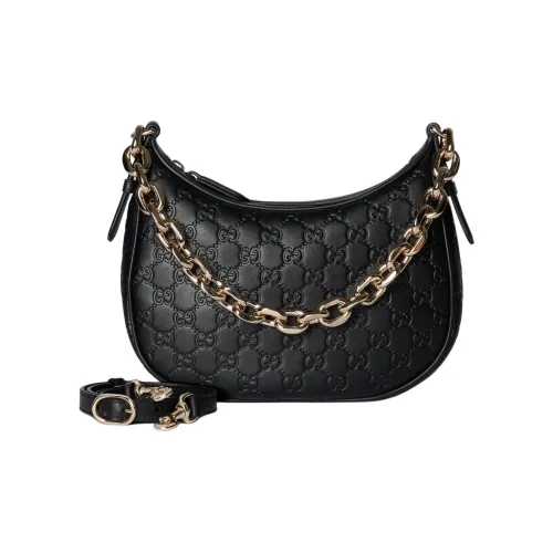 GUCCI Leather Handbag, Shoulder Bag Medium Size Women's Black