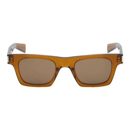 SAINT LAURENT Acetate Square Sunglasses Men's Brown