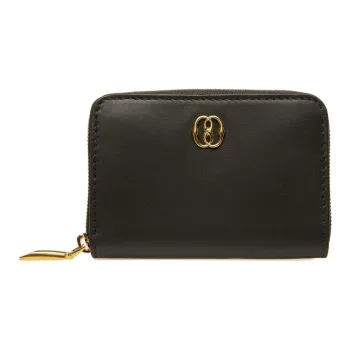 BALLY Emblem Calfskin Wallet Women's Black