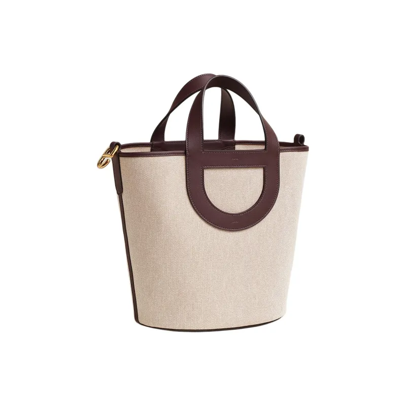HERMES In The Loop Canvas With Swift Calfskin Handbag Women's Light Beige & Saddle Red-1