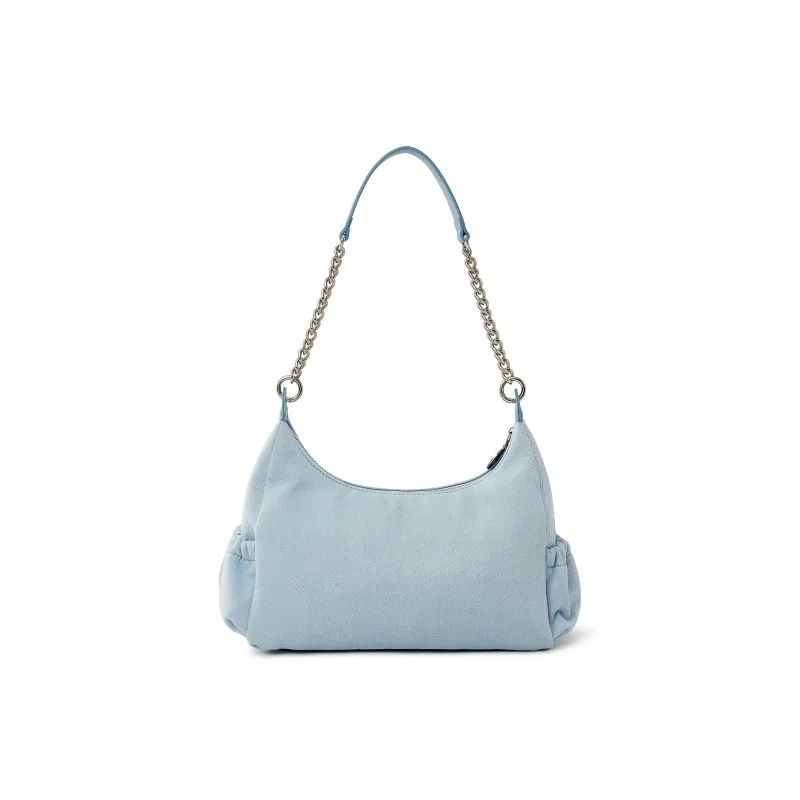 Lee Fabric Hobo Bag, One Shoulder Handbag Women's Light Blue-4