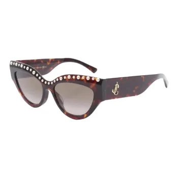 Jimmy Choo Acetate Metal Pearl Cat Eye Sunglasses Unisex Tortoiseshell
