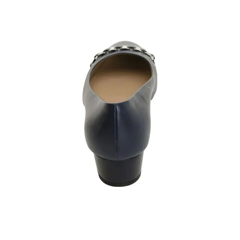 FERRAGAMO Chunky Heel High Heels Women's Dark Blue-3