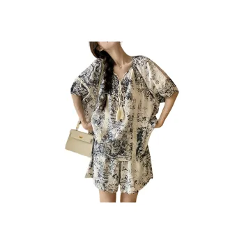 Wbwq Casual Suit Women's Ink Wash Print