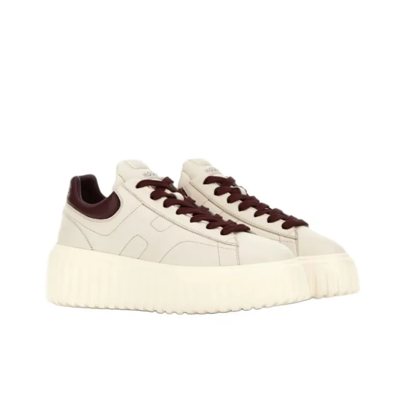 HOGAN H Stripes Low Top Casual Shoes Women's Ivory Dark Brown-2