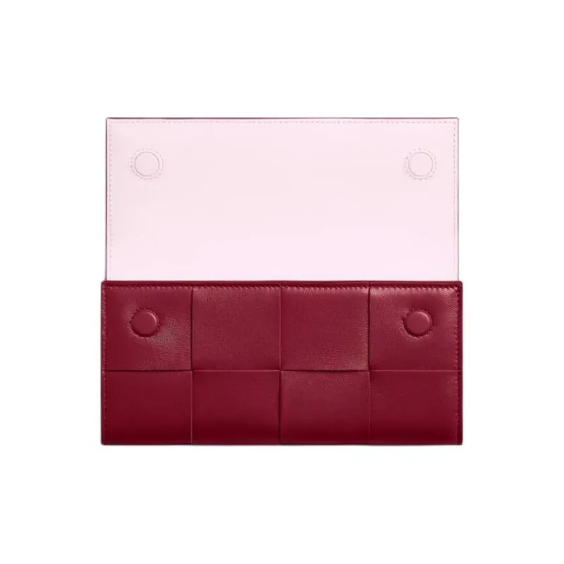 Bottega Veneta Intrecciato Lambskin Wallet Women's Burgundy-1