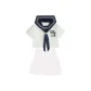 Short-Sleeved New White Three-Button Sailor Suit Top+White Pleated Short Skirt+JK Badge