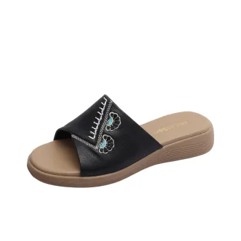 Mulinsen Rubber Sole Stitching Abrasion Resistant Slide Slippers Women's