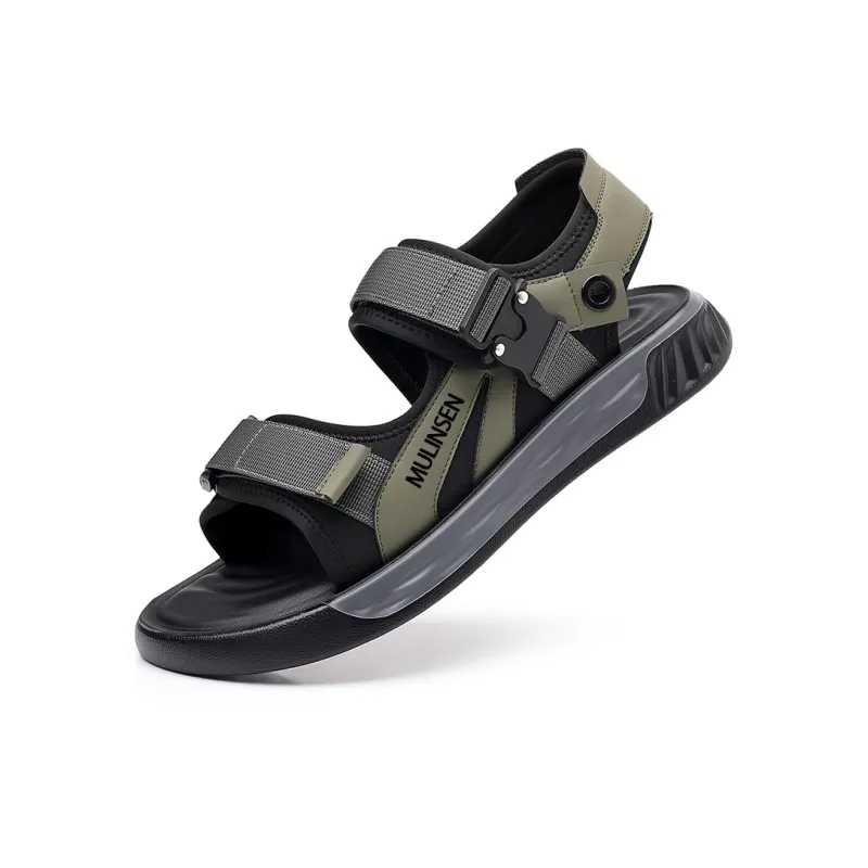 Mulinsen Beach Sandals Men Green Gray-7