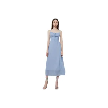DPLAY Slip Dresses Women's Blue With White Polka Dots