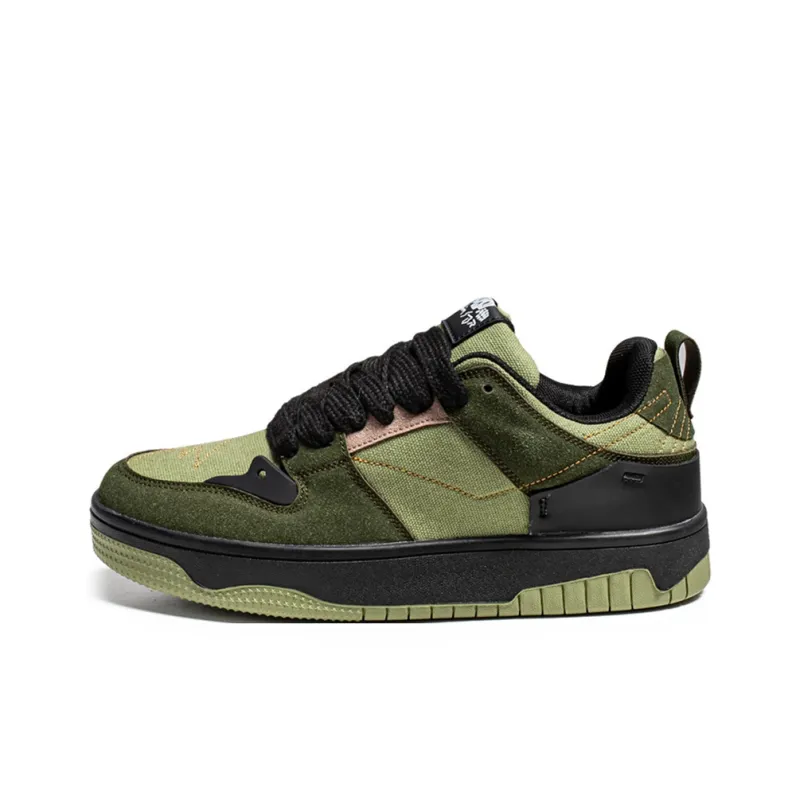 Medd Skateboard Shoes Men Low Top Black Green-5