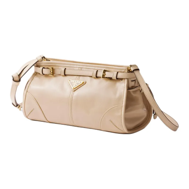 PRADA Calfskin Crossbody Bag, Shoulder Bag Trumpets Women's Limestone-2