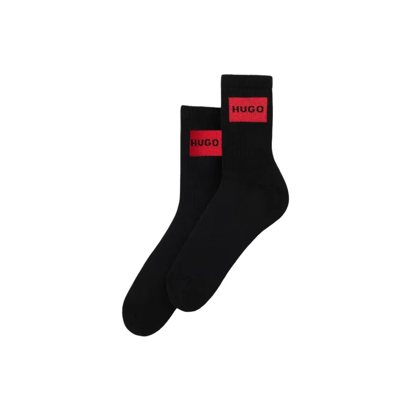 HUGO BOSS Mid Calf Socks Unisex 2 Pack Black-0