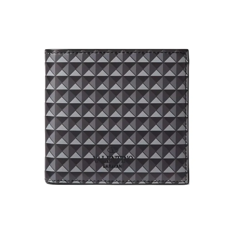 Valentino Calfskin Wallet Mini Men's Gray & Multicolor-0