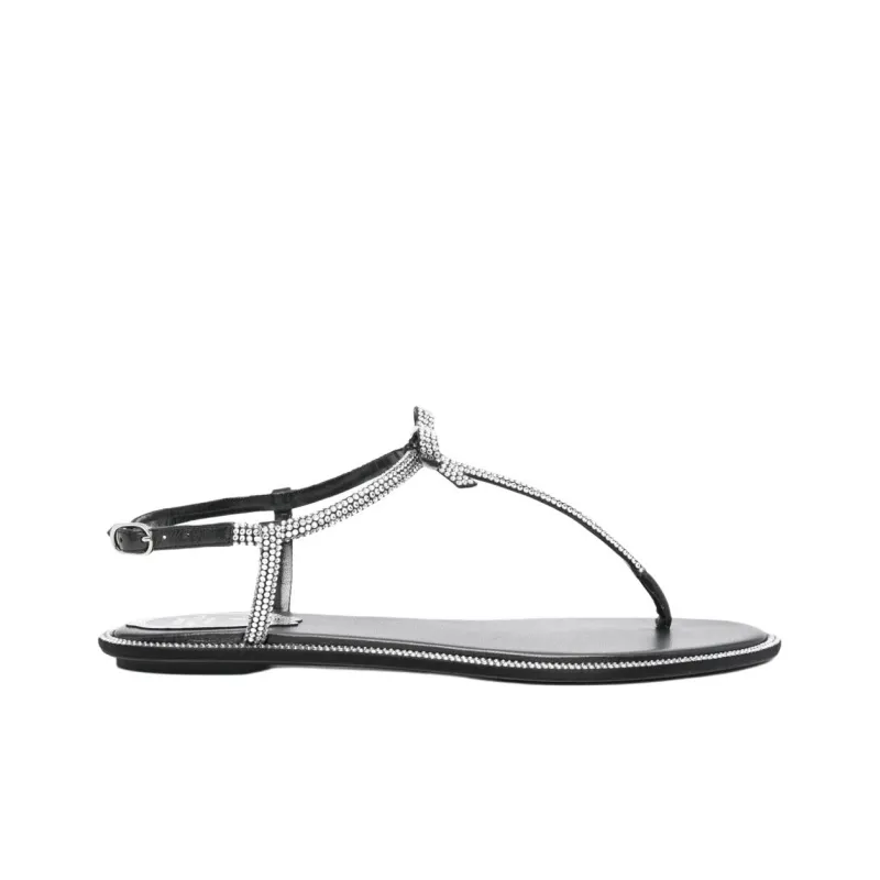 RENE CAOVILLA Caterina One Strap Sandals Women's Black-1