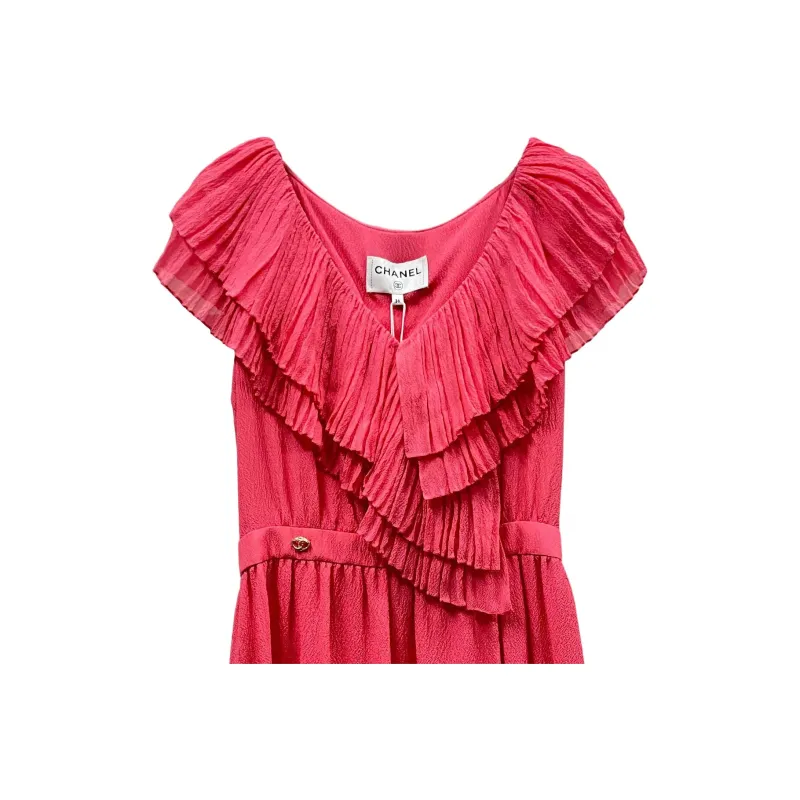 CHANEL 21C Short Sleeved Dress Women's Red-1