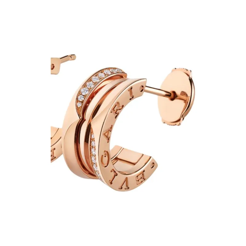BVLGARI Diamond Earrings Women's Rose Gold-2