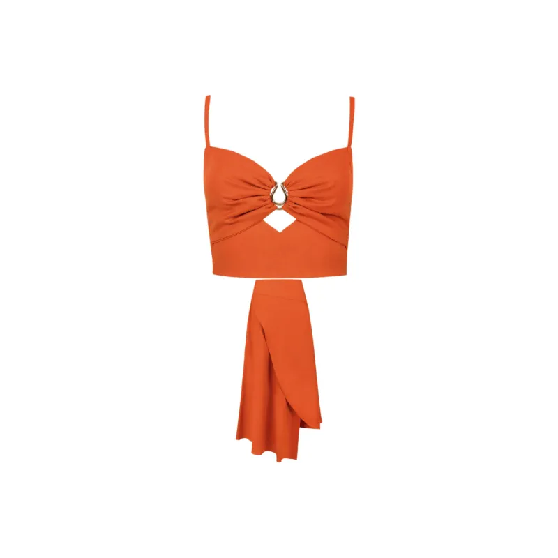 PRONOUNCE Two Piece Skirt Sets Women's Clothing Sets Orange-0