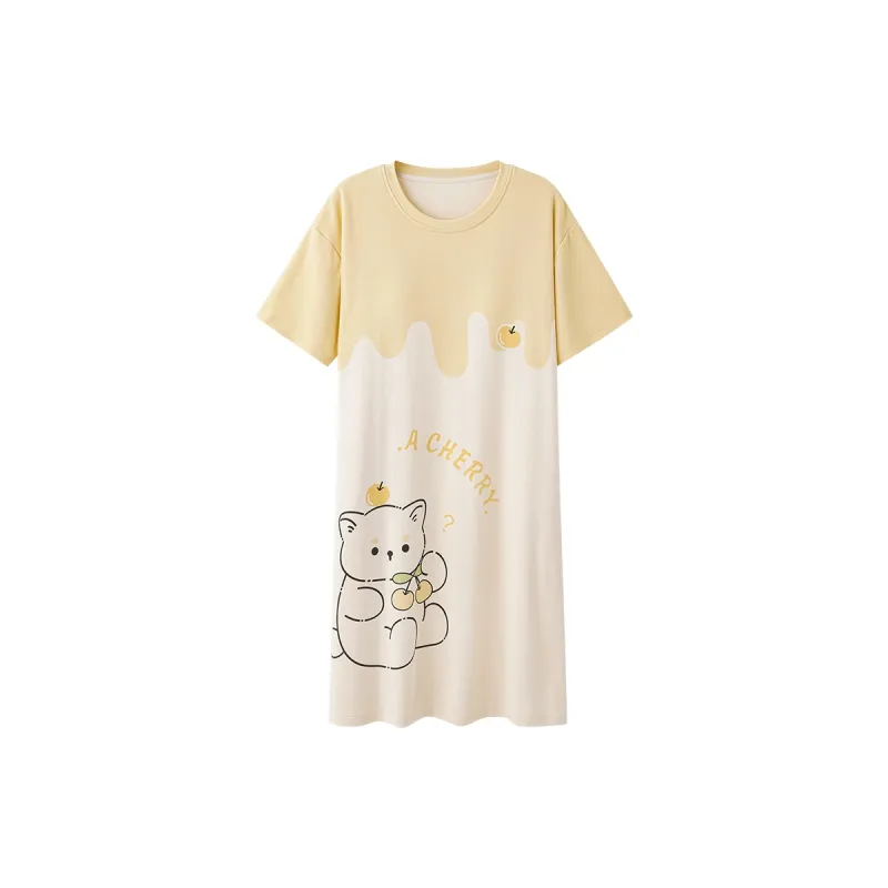 HUADAOJI Nightgown Women's Yellow-0