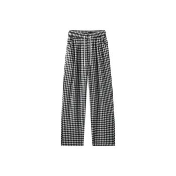 ROBINHOOD Casual Pants Women's Black White Plaid