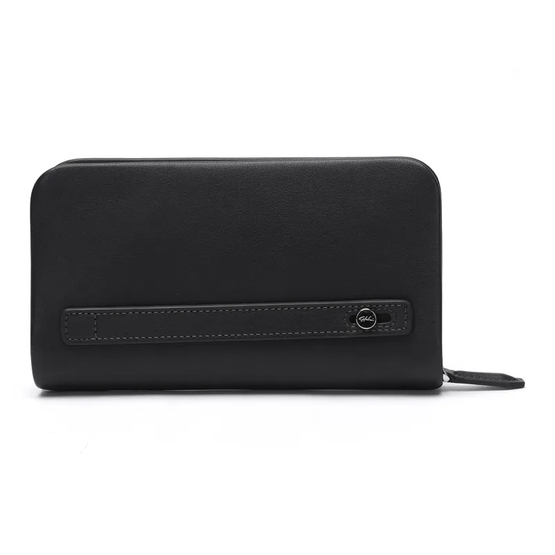 Satchi Cow Leather Clutch Medium Size Men's Black-2