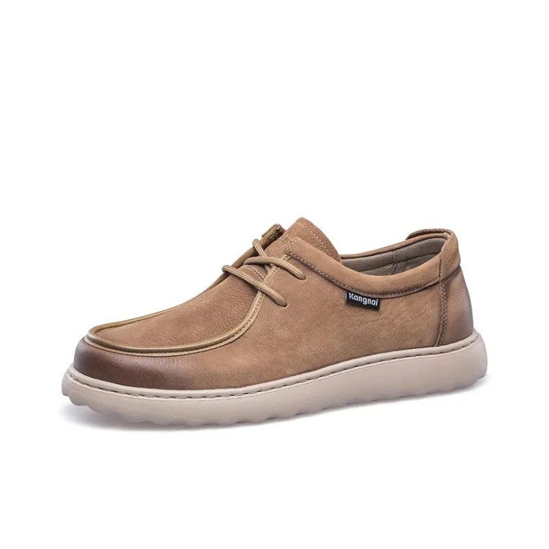 KANGNAI Men's Casual Shoes Men Low Top Brown-8