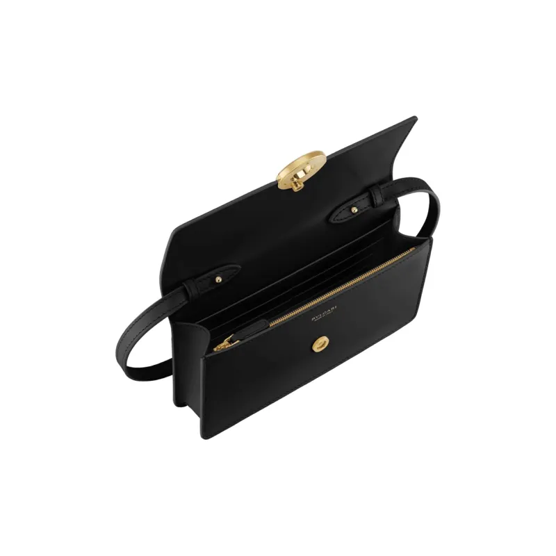 BVLGARI Cow Leather Shoulder Bag, Crossbody Bag Women's Black-2
