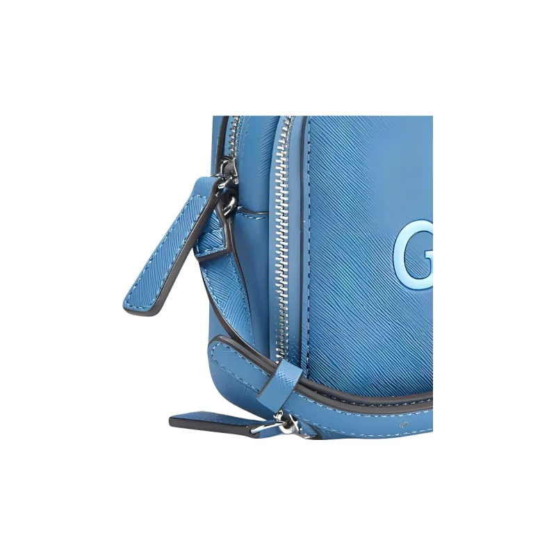 GUESS Saffiano Artificial Leather Shoulder Bag Crossbody Bag Mini Women's Denim Blue-4