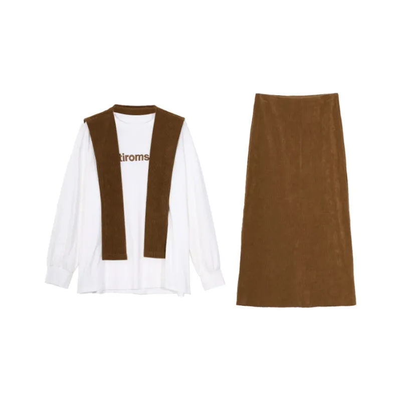 SETIROM Two Piece Skirt Sets Women's Khaki Green-0