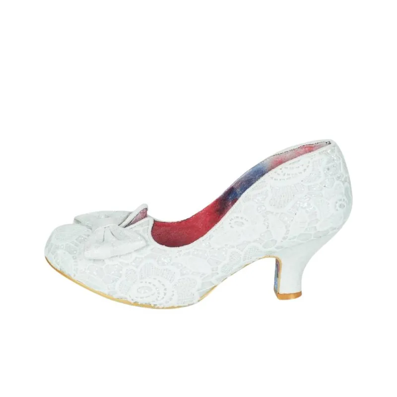 IRREGULAR CHOICE Dazzle Razzle Chunky Heel High Heels 6cm Women's White-0
