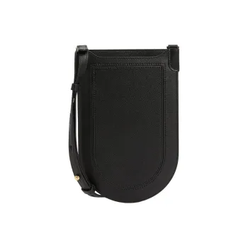 Delvau Pin Cow Leather Cell Phone Pouch, Shoulder Bag, Crossbody Bag Men's Black