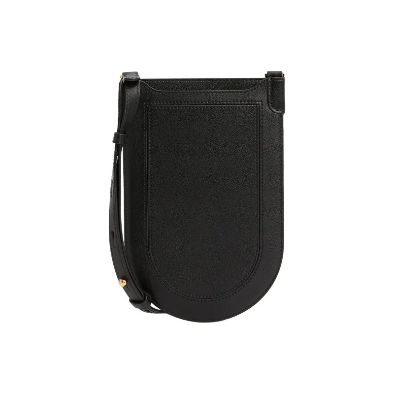 Delvau Pin Cow Leather Cell Phone Pouch, Shoulder Bag, Crossbody Bag Men's Black-0