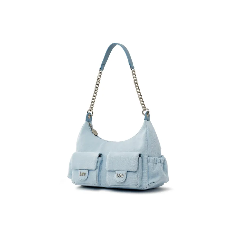 Lee Fabric Hobo Bag, One Shoulder Handbag Women's Light Blue-3