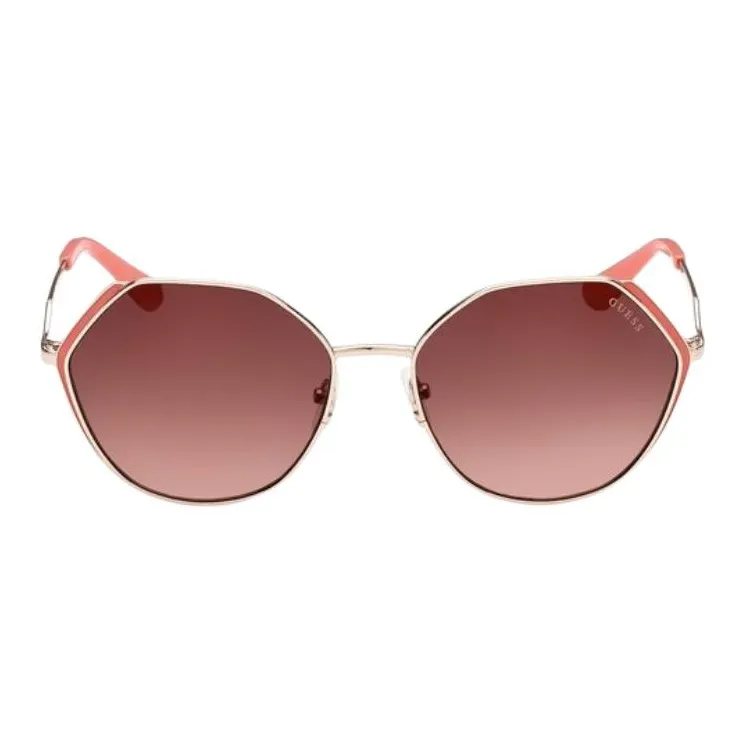 GUESS Metal Irregular Shape Sunglasses Women's Gold-1