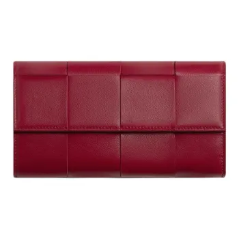 Bottega Veneta Intrecciato Lambskin Wallet Women's Burgundy