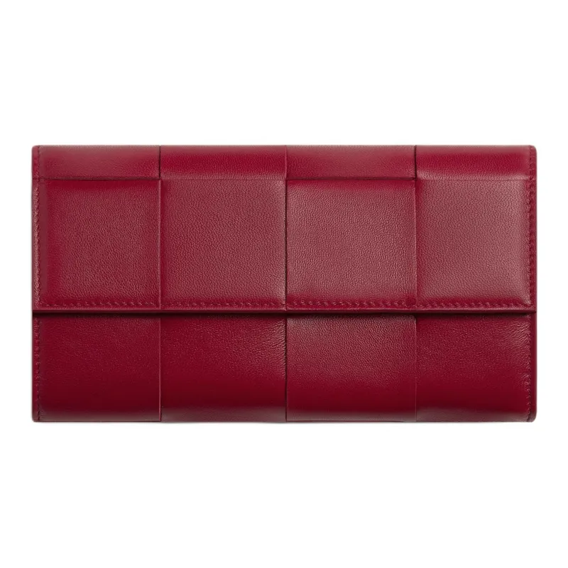 Bottega Veneta Intrecciato Lambskin Wallet Women's Burgundy-0
