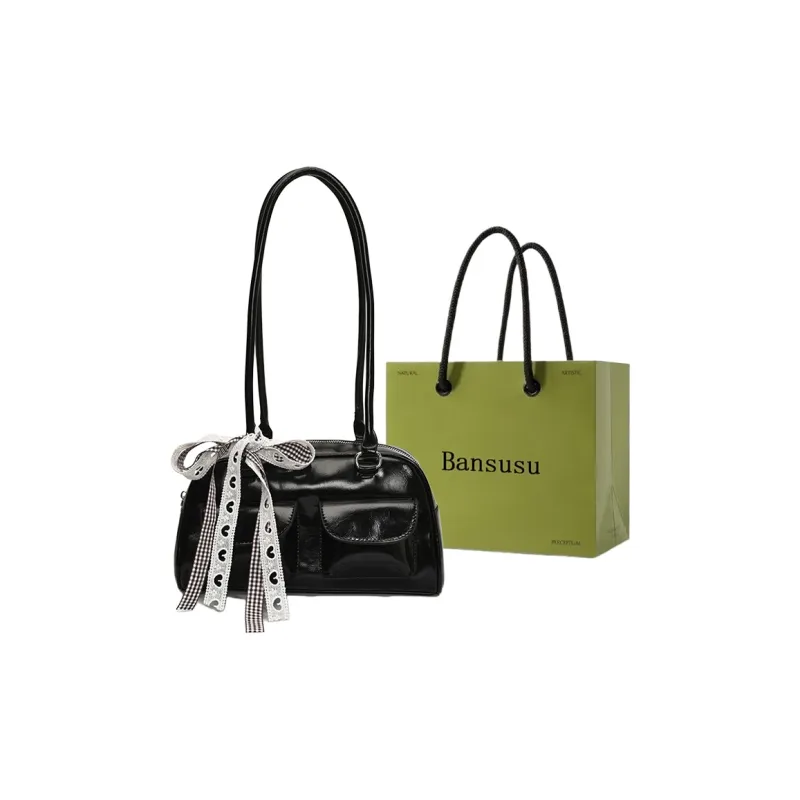Bansusu PU Bowling Bag, Shoulder Bag Women's White/Black/Blue/Yellow-4